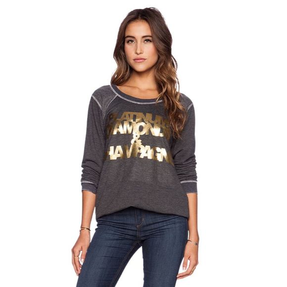 Chaser x REVOLVE Platinum Diamonds & Champagne Gray Pullover Top - Size Small - Picture 1 of 7
